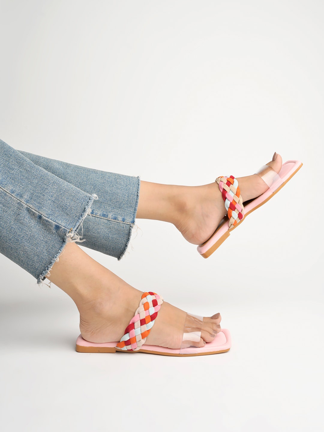 

Shoetopia Girls Braided Open Toe Flats, Pink
