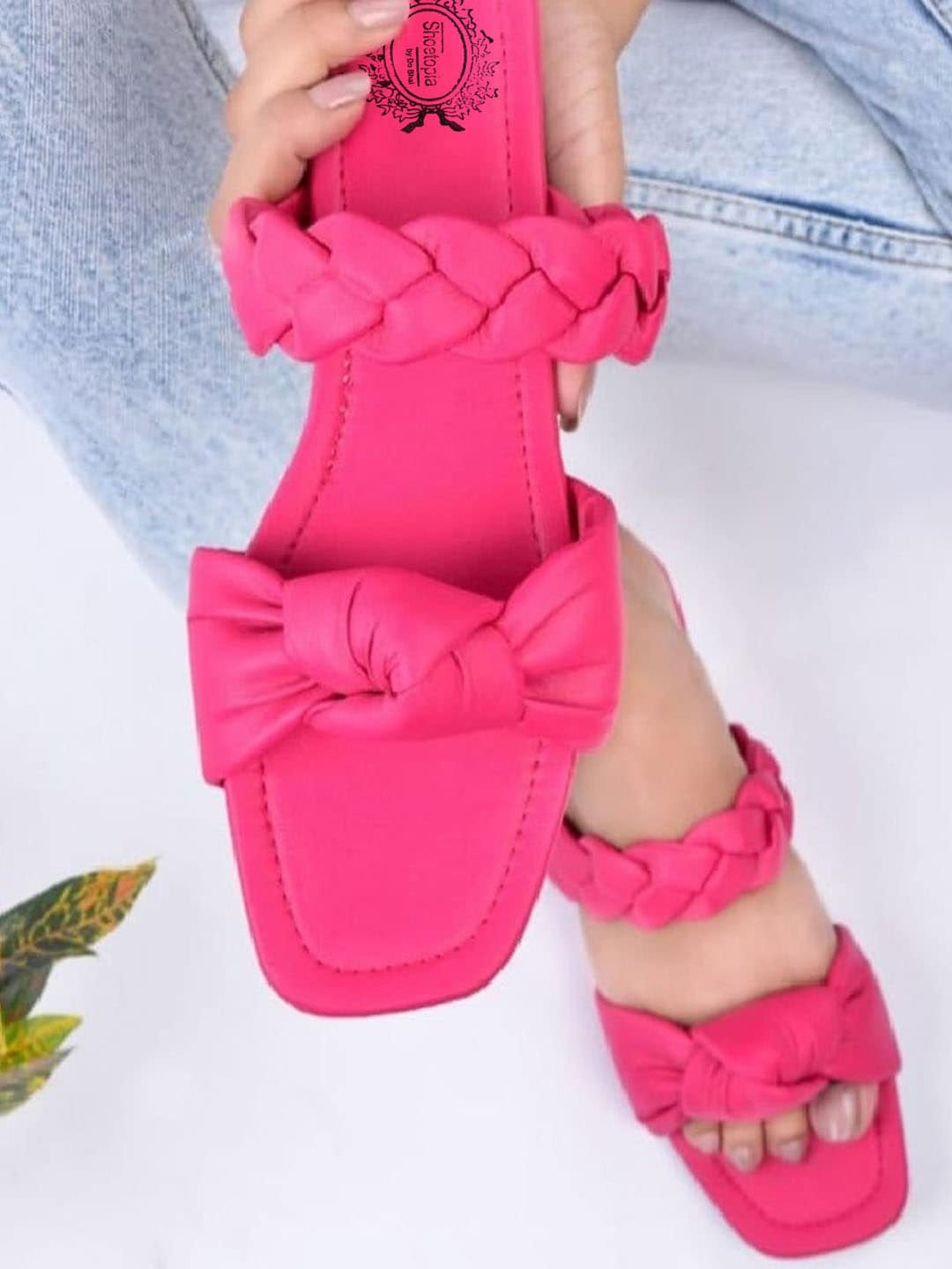 

Shoetopia Girls Braided Open Toe Flats, Pink