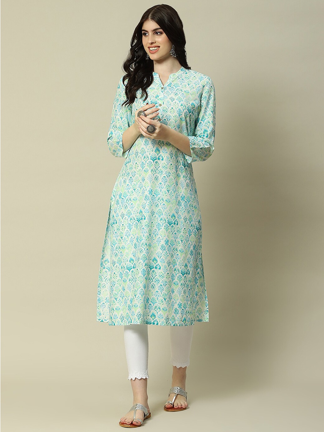 

Rangriti Ethnic Motifs Printed Anarkali Kurta, Green