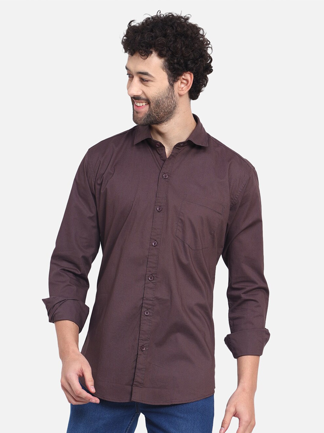 

DEZANO Classic Opaque Cotton Casual Shirt, Brown