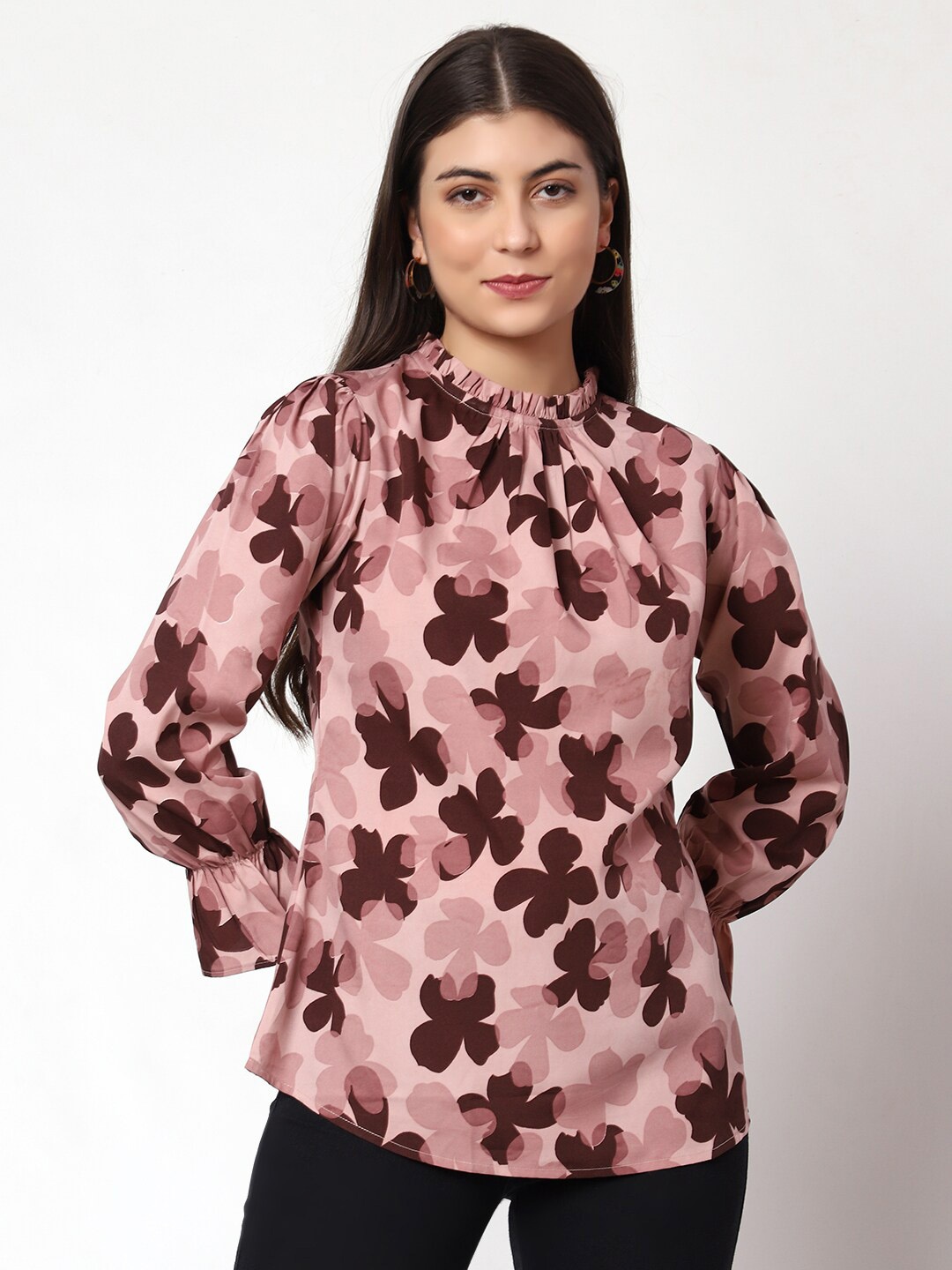 

Prettify Purple Floral Print Georgette Top