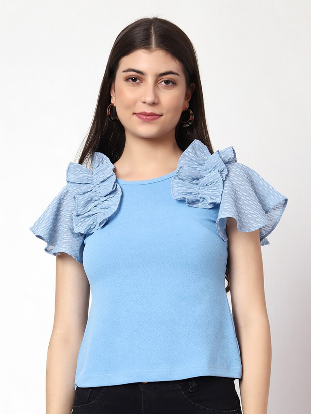 

Prettify Flutter Sleeve Top, Blue