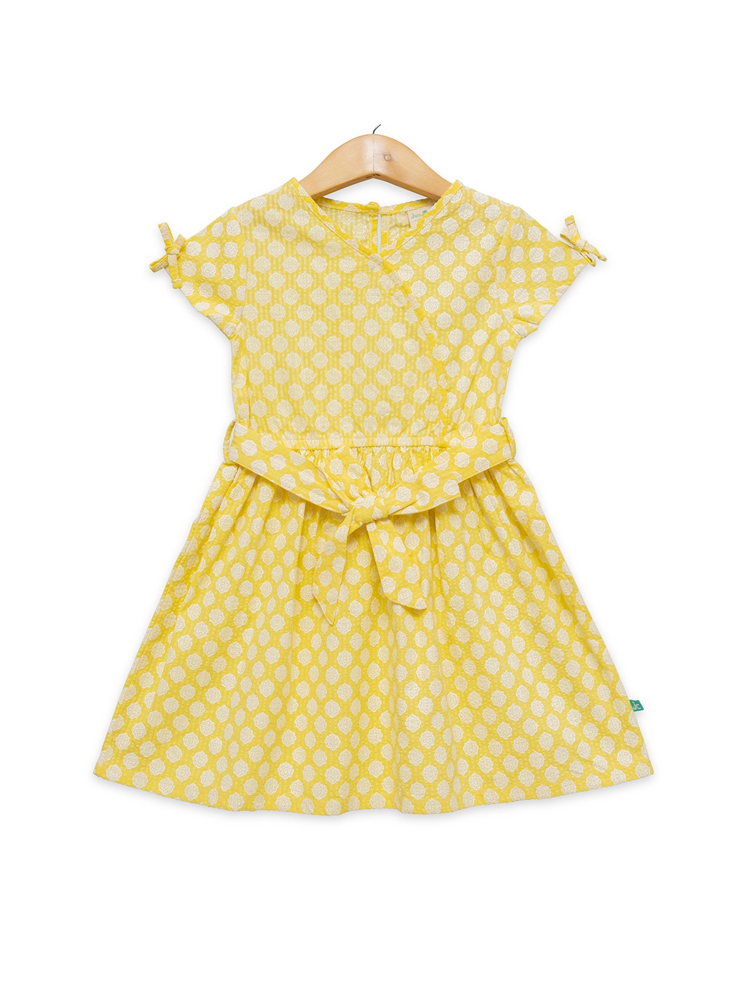 

JusCubs Girls Floral Print Cotton Fit & Flare Dress, Yellow