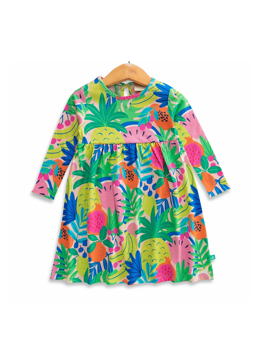 

JusCubs Infant Girls Tropical Print Cotton A-Line Dress, Green