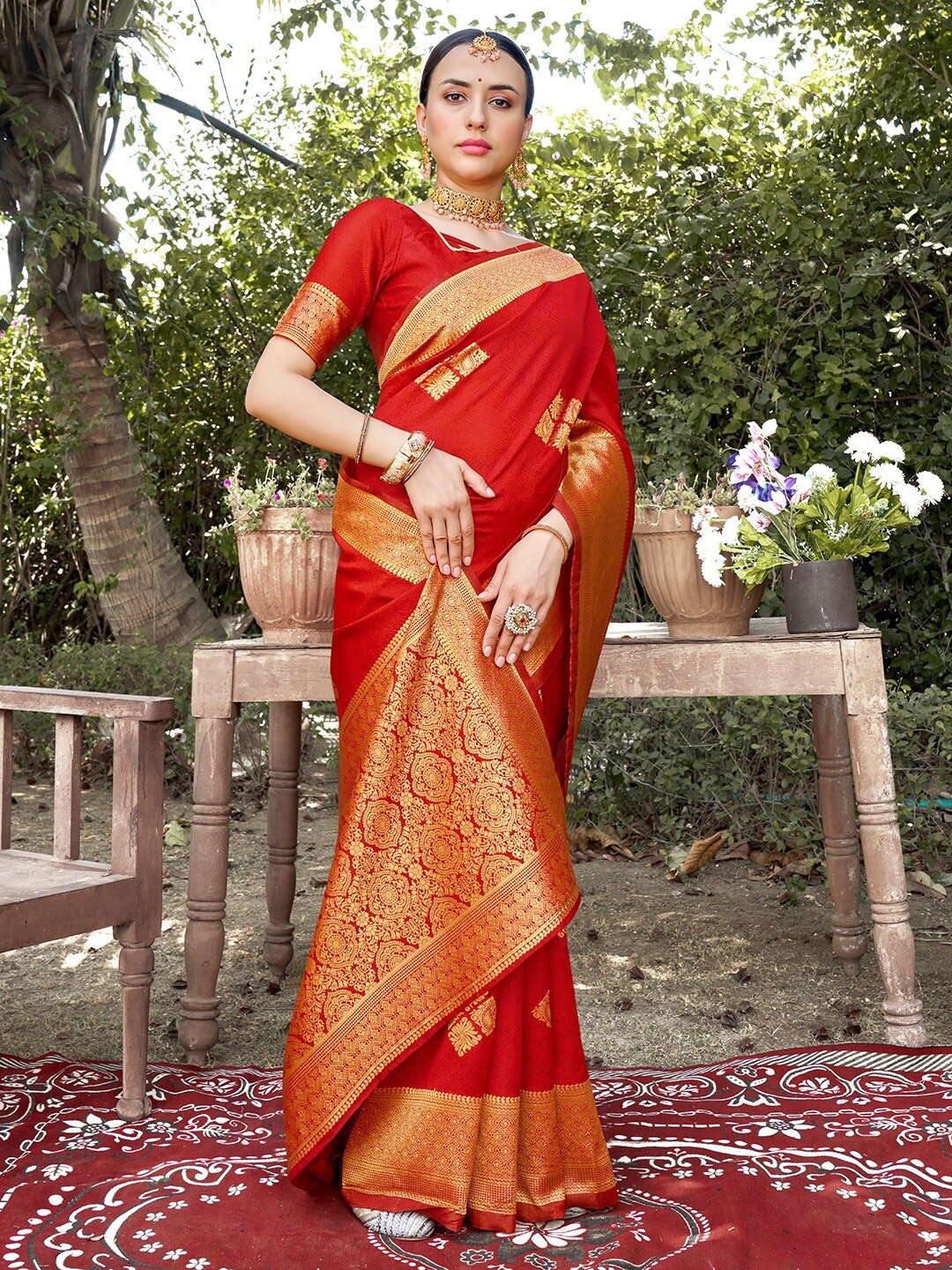 

Anouk Woven Design Zari Art Silk Banarasi Saree, Red