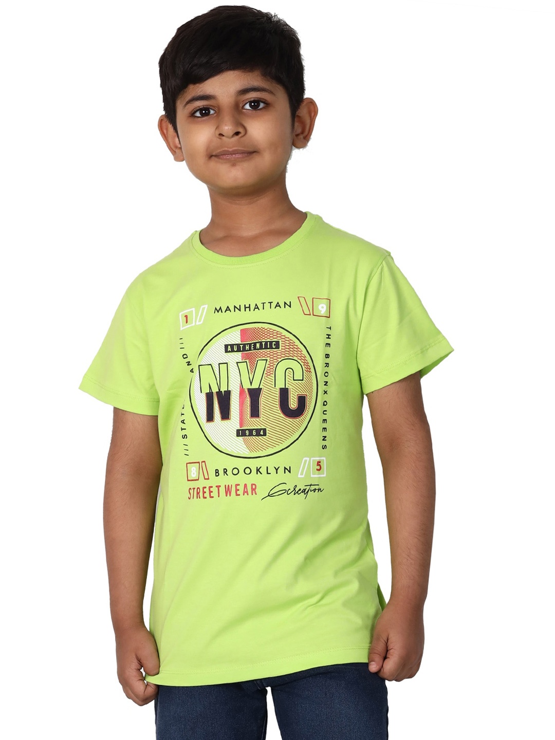 

BETTER THINK Boys Typography Printed Cotton T-shirt, Sea green