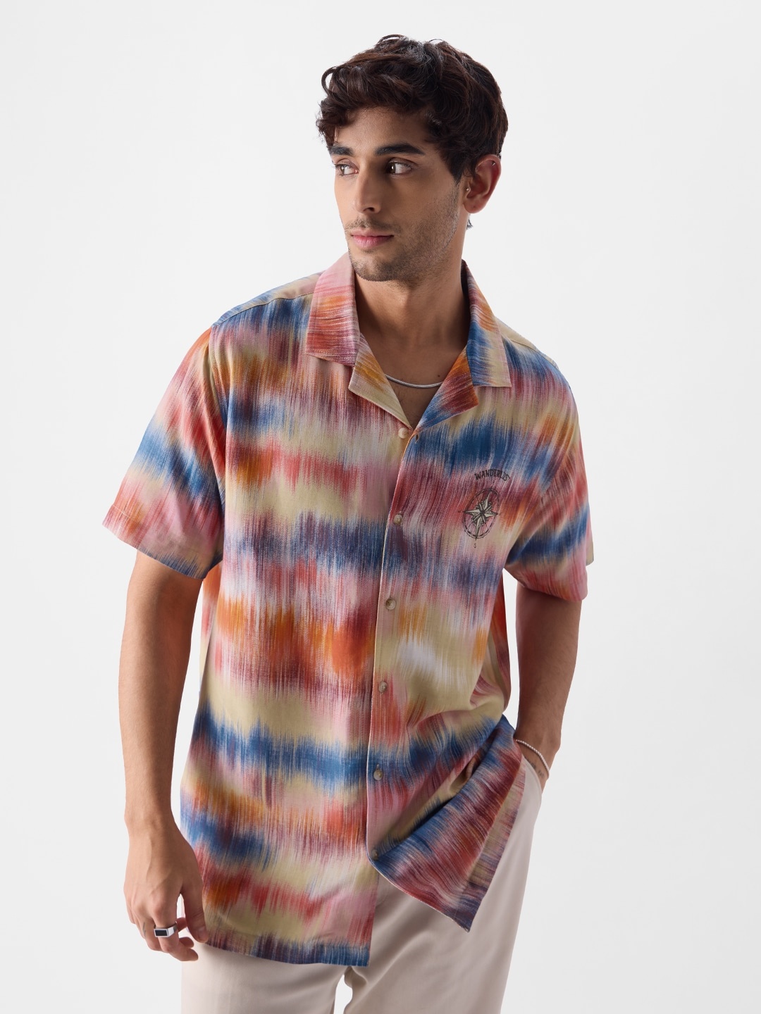 

The Souled Store Relaxed Abstract Printed Pure Cotton Casual Shirt, Blue