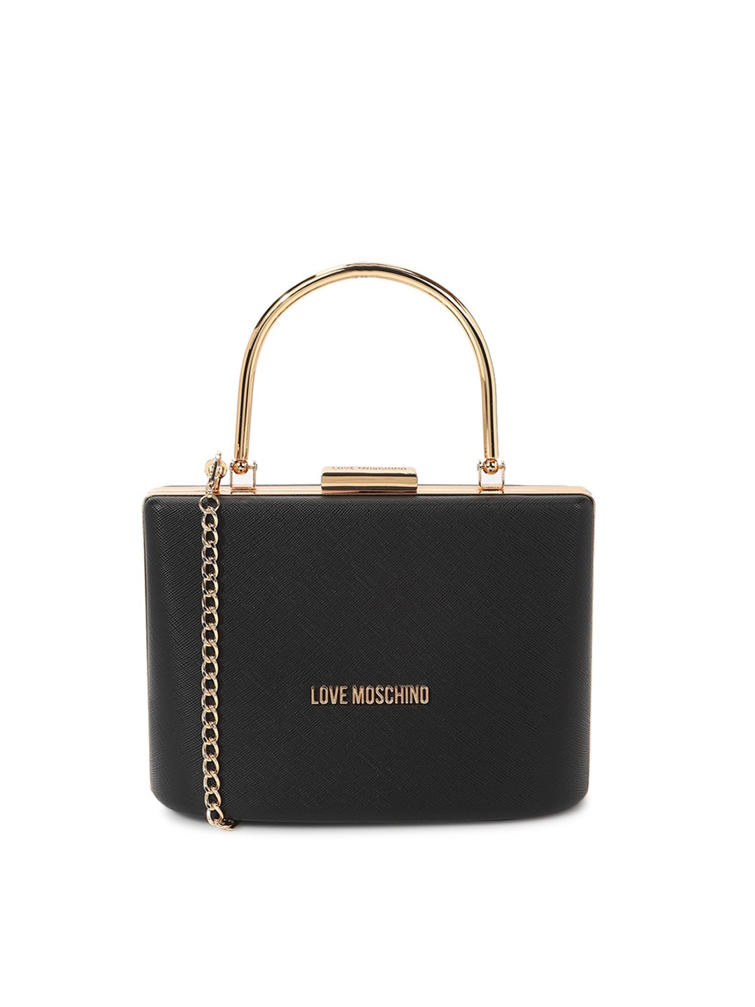 

LOVE MOSCHINO Textured Embellished Structured Sling Bag, Black