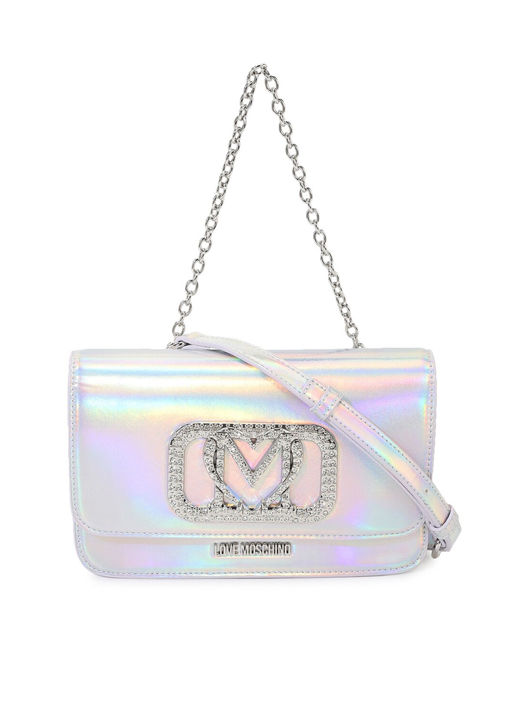

LOVE MOSCHINO Embellished Structured Handheld Bag, Metallic