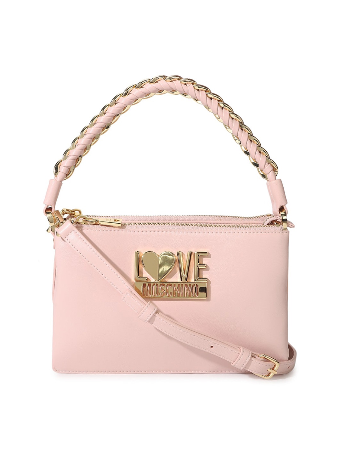 

LOVE MOSCHINO Embellished Structured Handheld Bag, Pink
