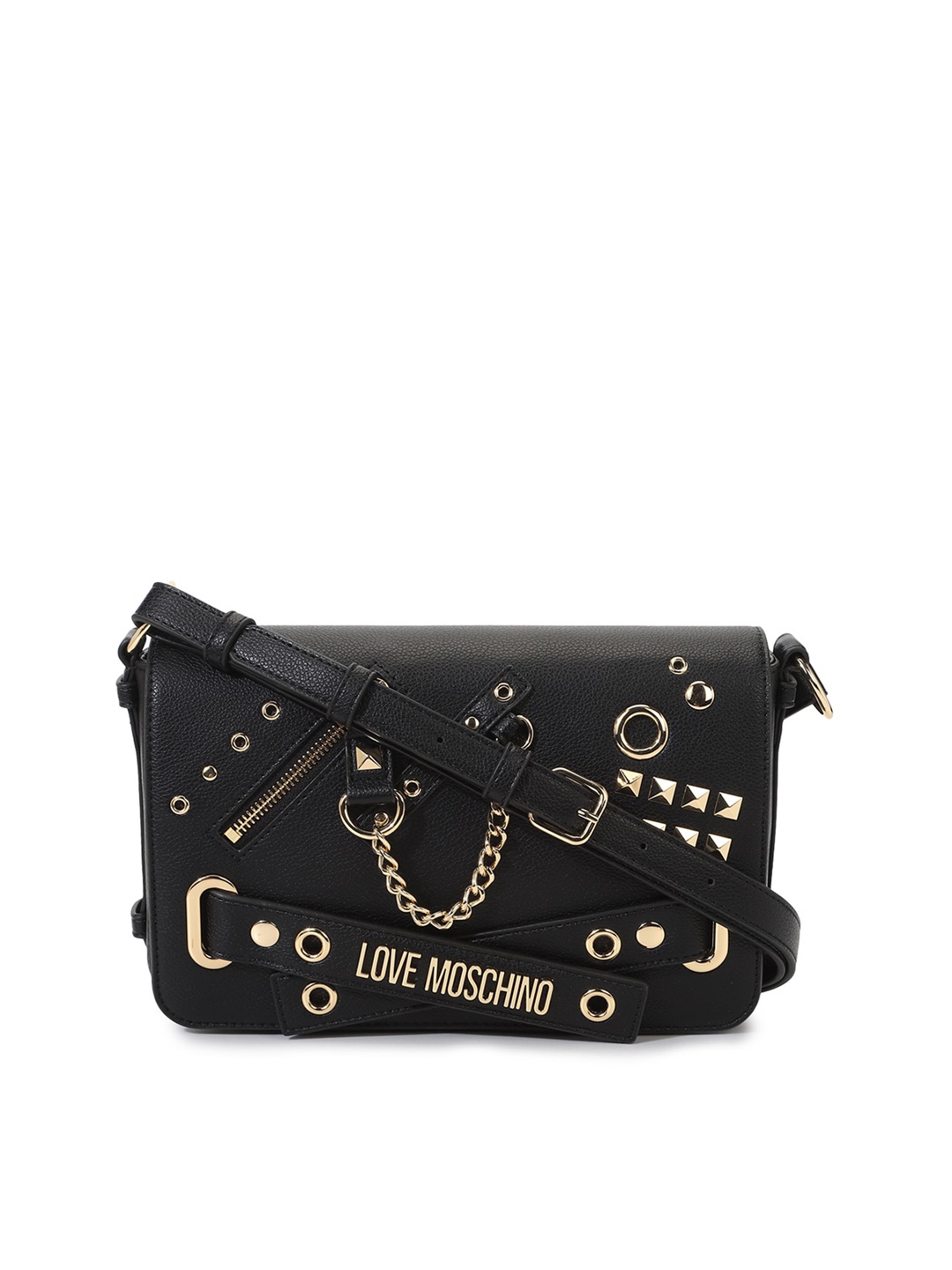 

LOVE MOSCHINO Embellished Structured Handheld Bag, Black