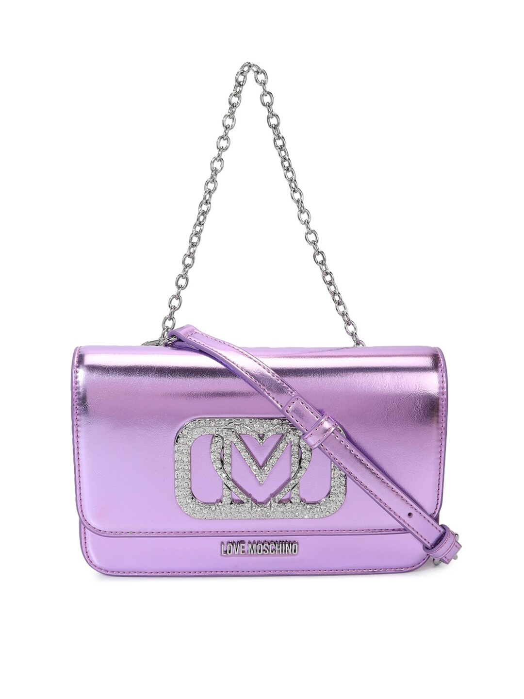

LOVE MOSCHINO Embellished Structured Sling Bag, Purple