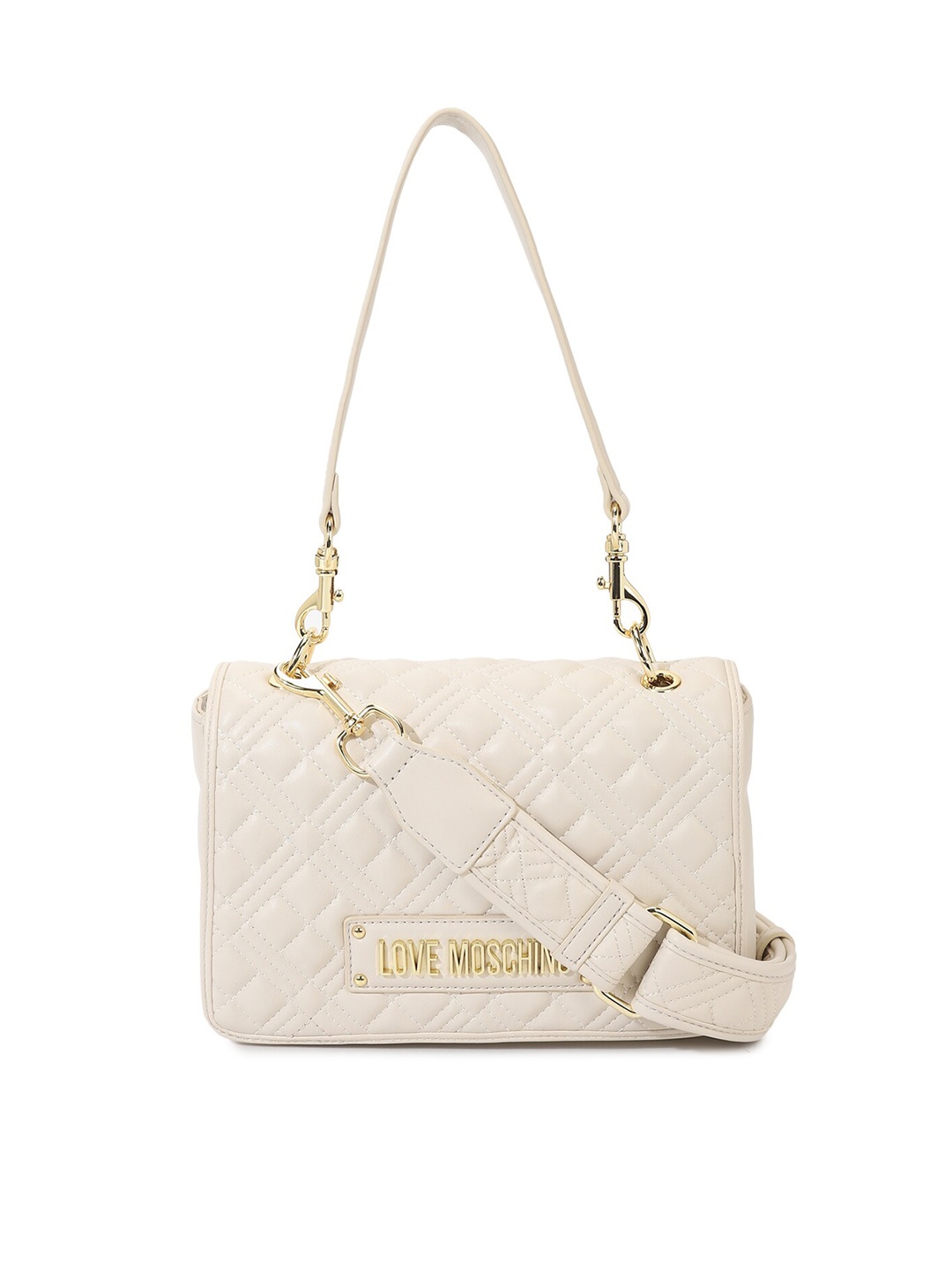 

LOVE MOSCHINO Textured Structured Sling Bag, Cream