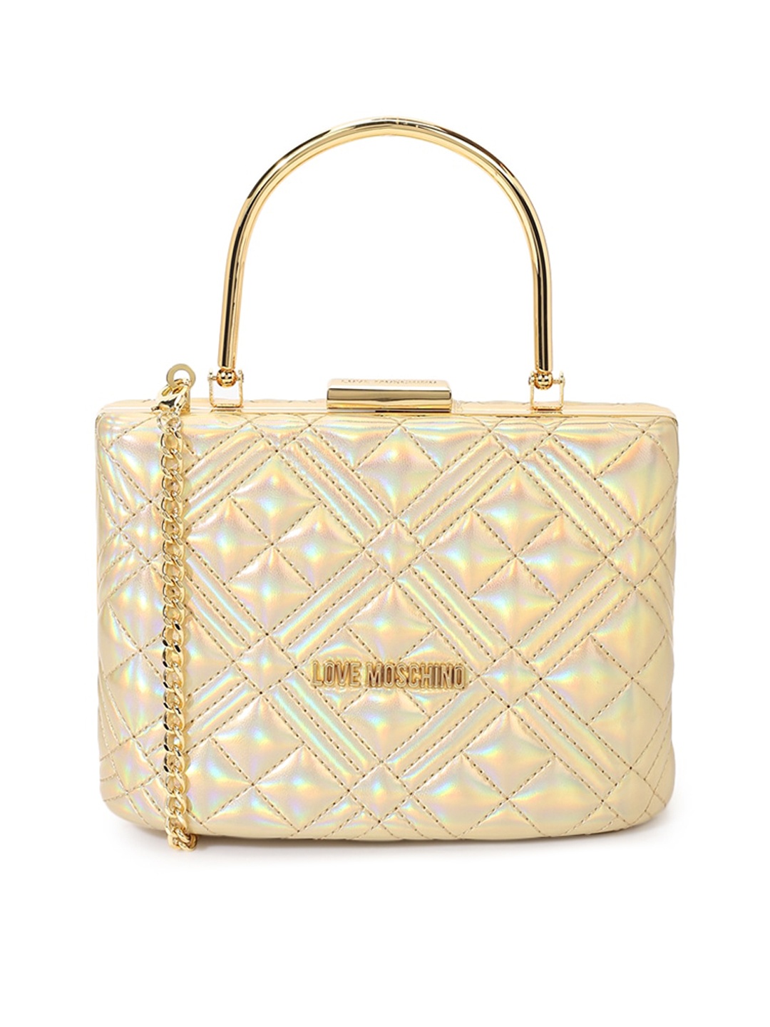 

LOVE MOSCHINO Textured Structured Satchel, Gold