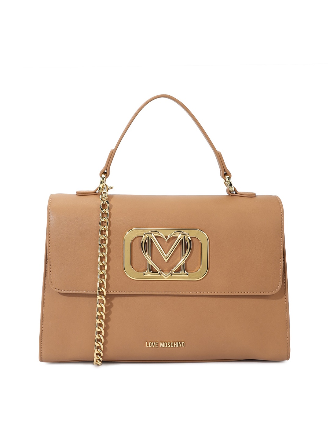 

LOVE MOSCHINO Structured Satchel With Embellished Detail, Brown