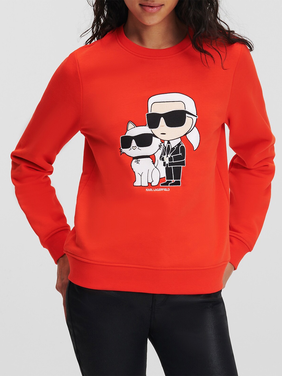 

Karl Lagerfeld Graphic Printed Cotton Pullover Sweatshirt, Red