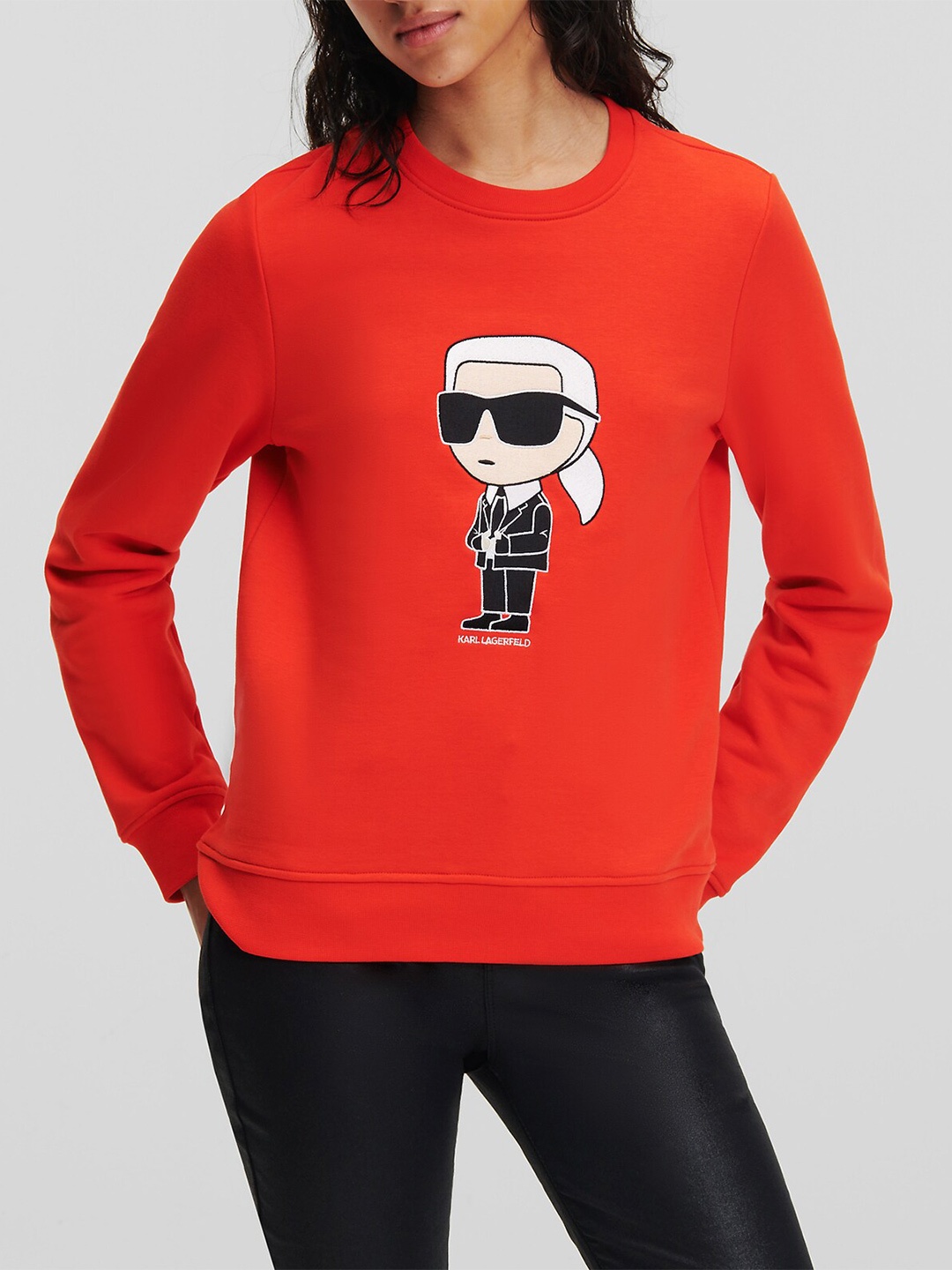 

Karl Lagerfeld Graphic Printed Cotton Pullover Sweatshirt, Red