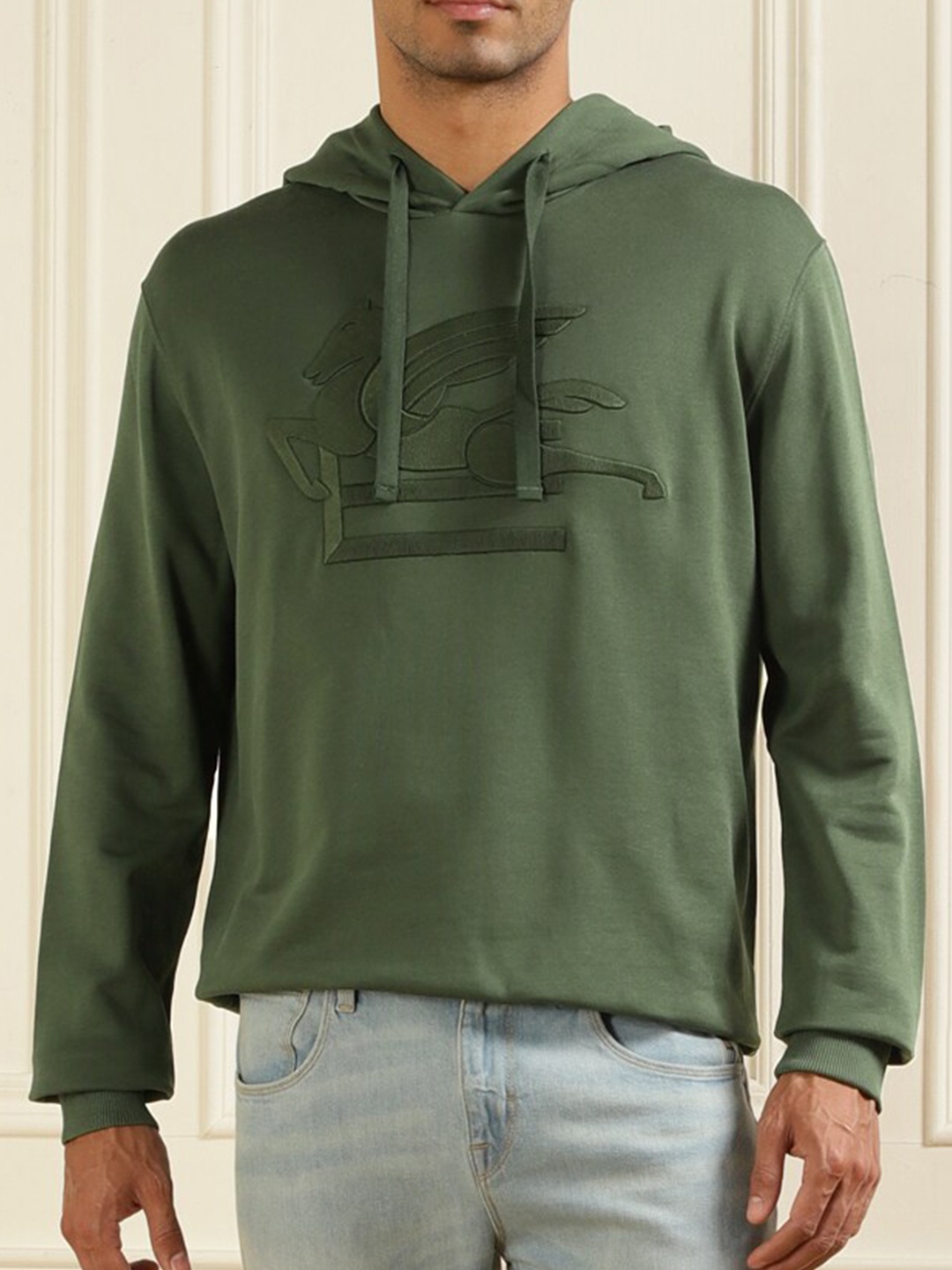 

ETRO Graphic Printed Hooded Pure Cotton Pullover Sweatshirt, Green