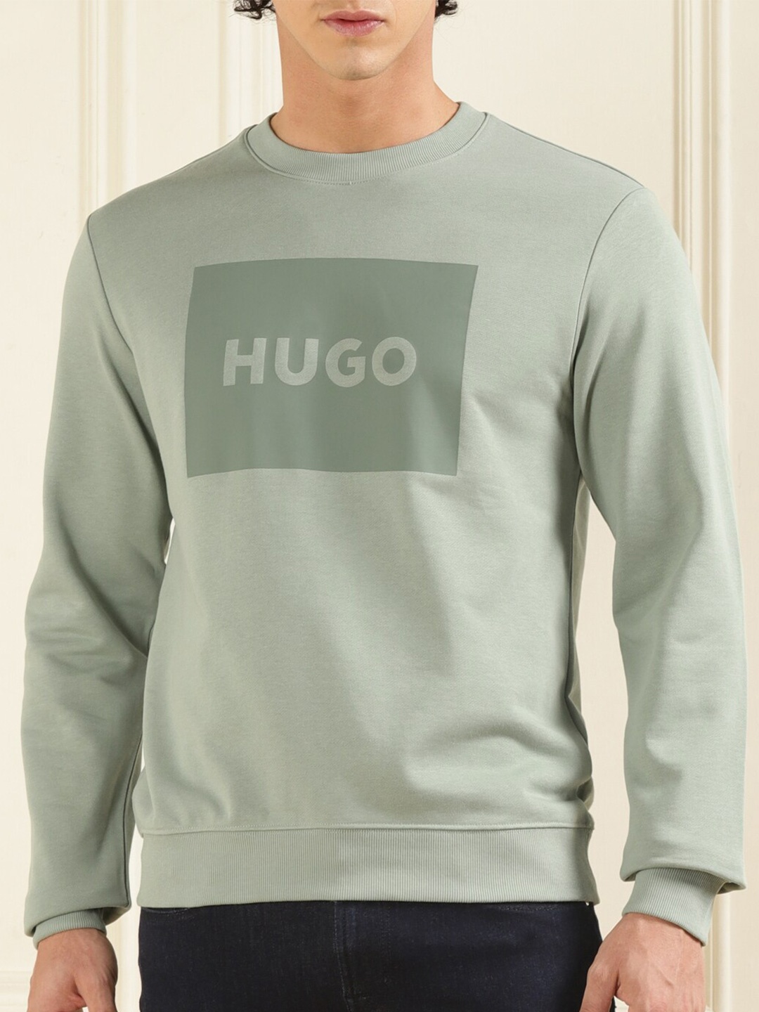 

HUGO Typography Printed Pure Cotton Pullover, Green