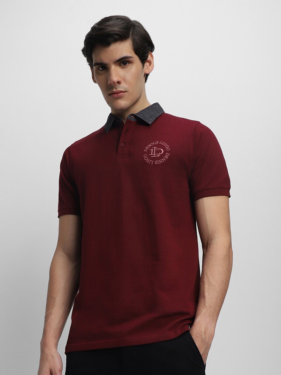 

Dennis Lingo Polo Collar Pure Cotton T-Shirt, Maroon
