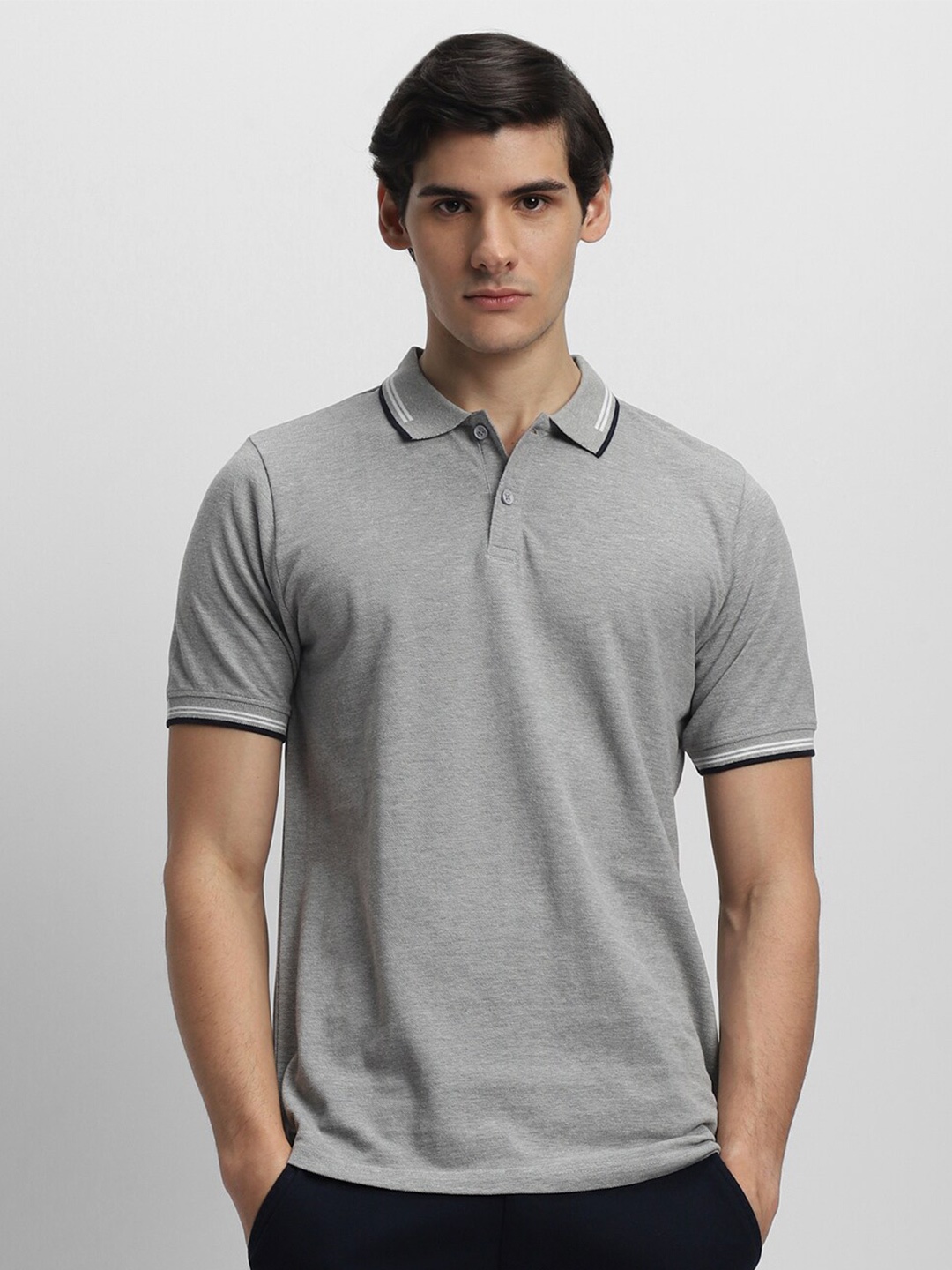 

Dennis Lingo Polo Collar Pure Cotton T-shirt, Grey