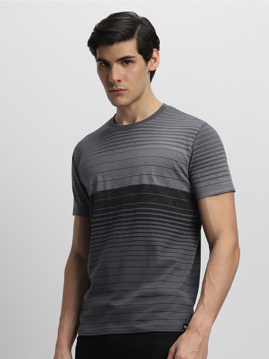 

Dennis Lingo Striped Pure Cotton T-shirt, Grey