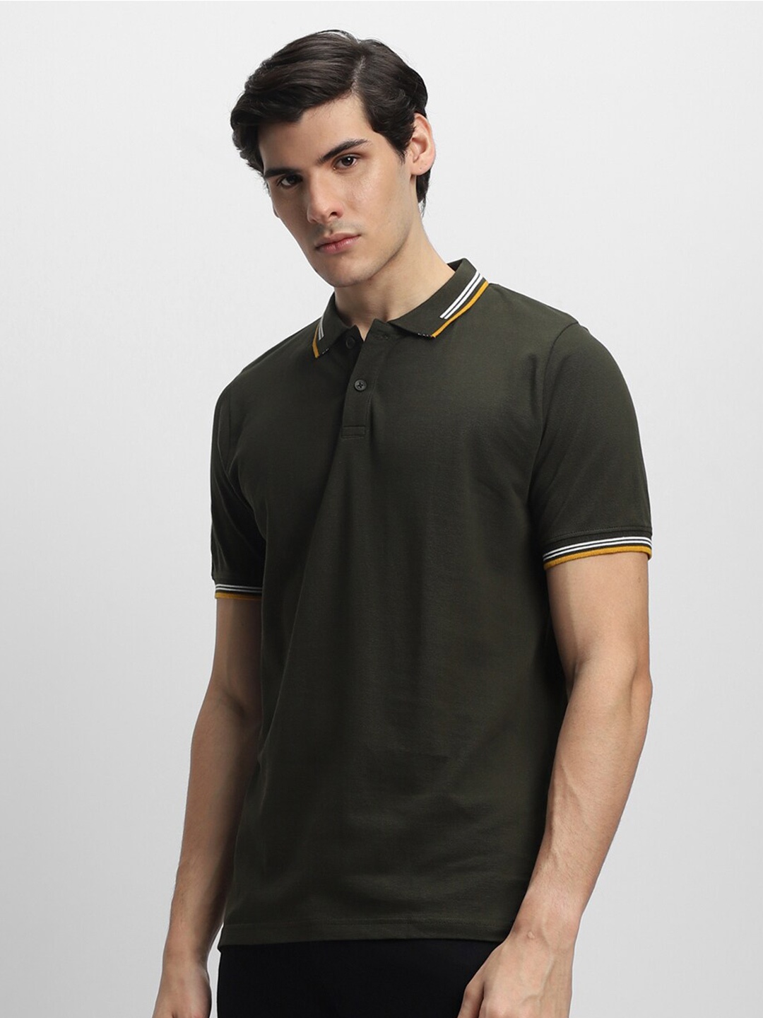 

Dennis Lingo Polo Collar Pure Cotton T-shirt, Olive