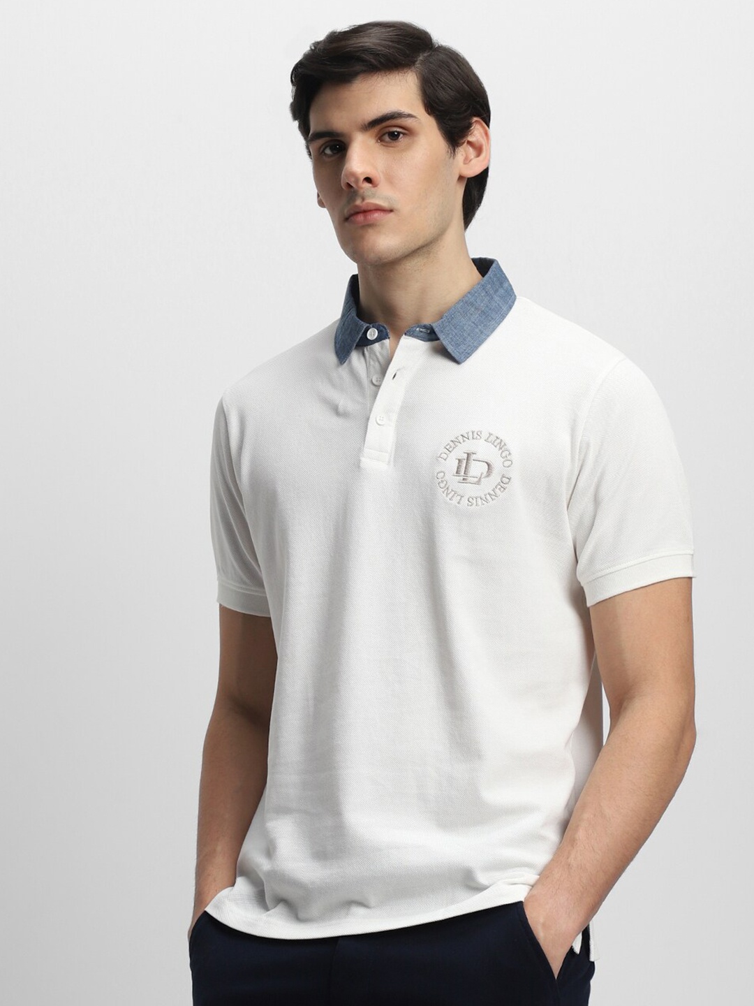 

Dennis Lingo Polo Collar Pure Cotton T-shirt, White
