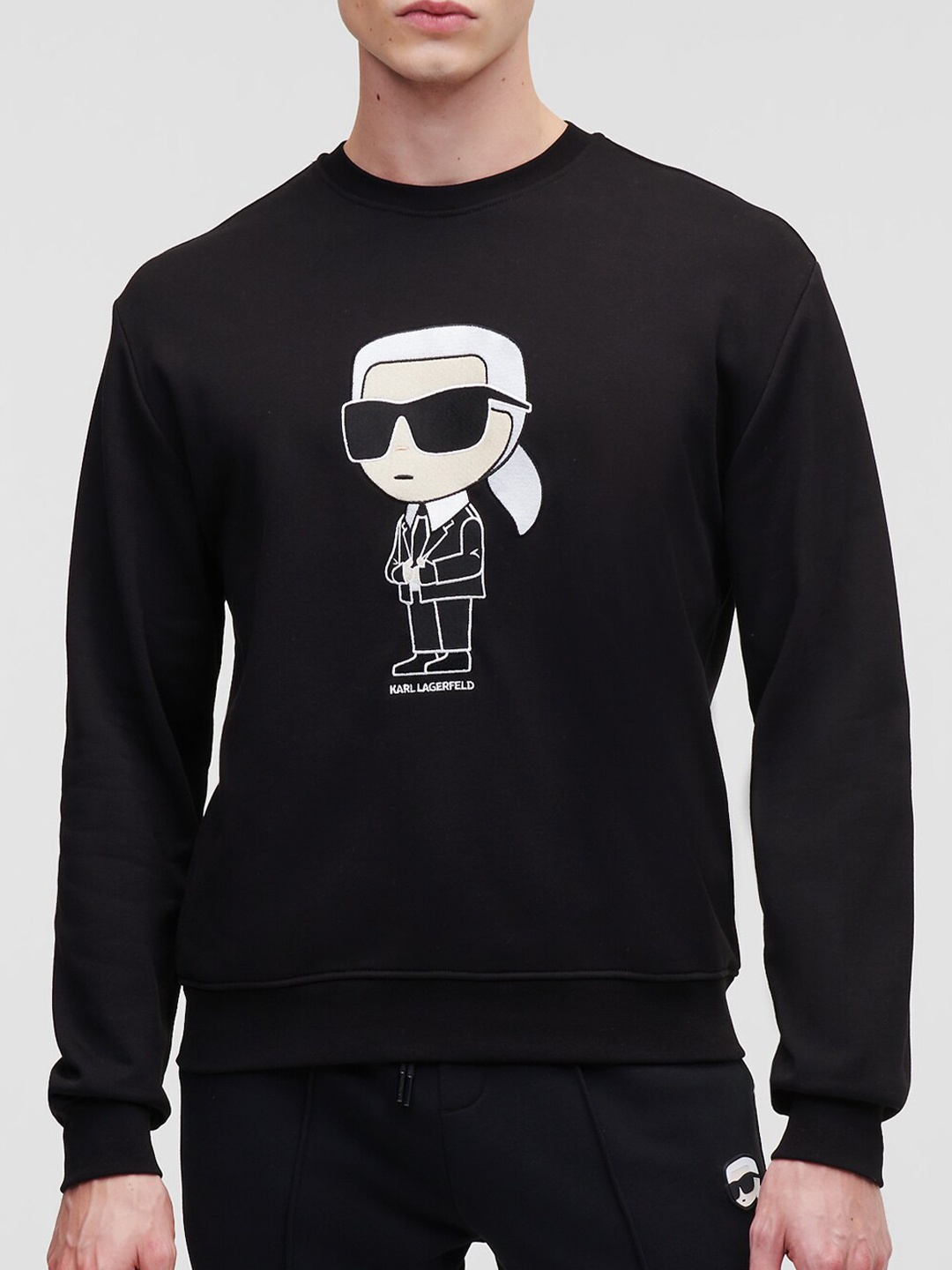 

Karl Lagerfeld Graphic Printed Cotton Pullover Sweatshirt, Black