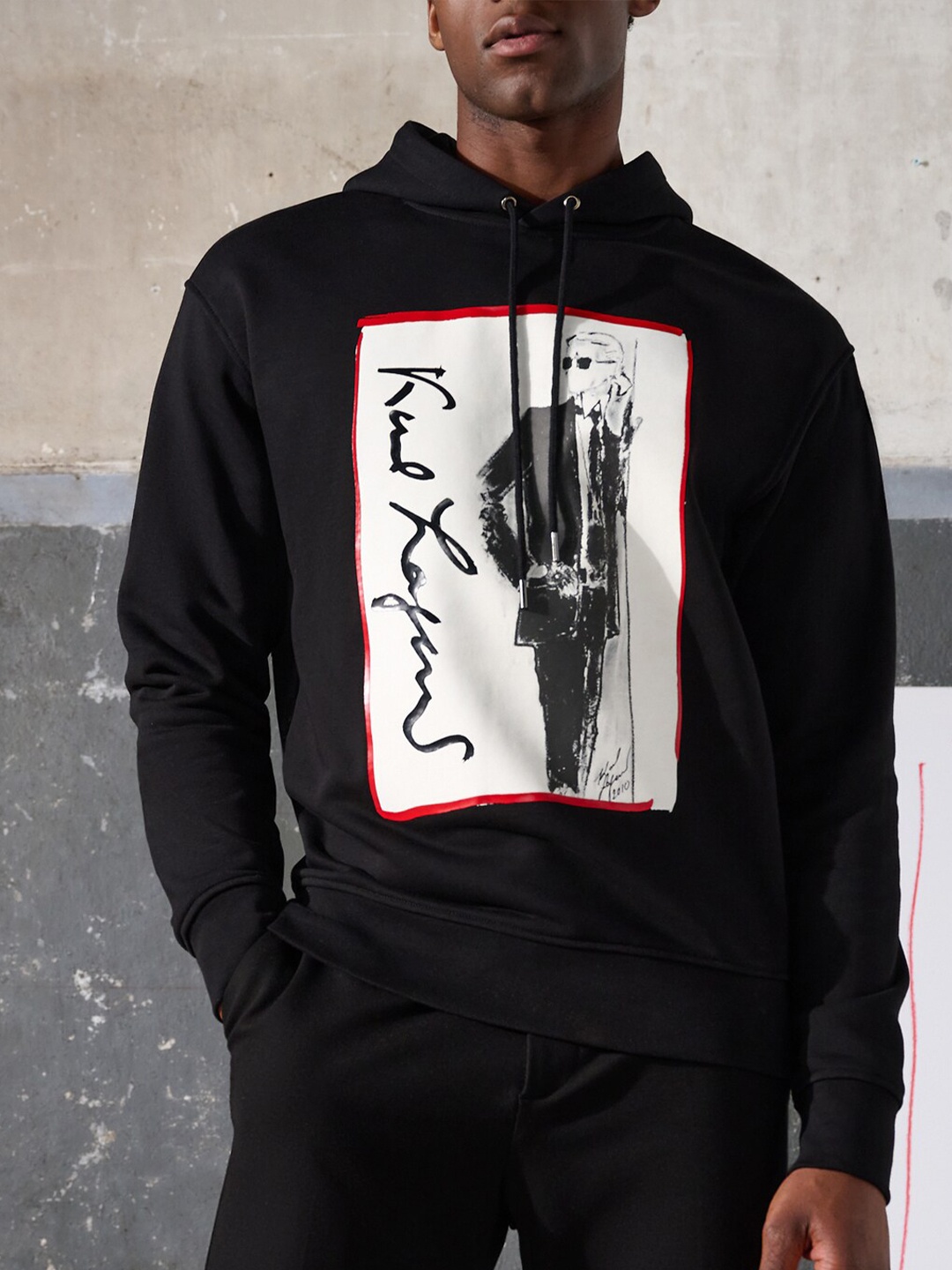 

Karl Lagerfeld Graphic Printed Cotton Pullover Sweatshirt, Black