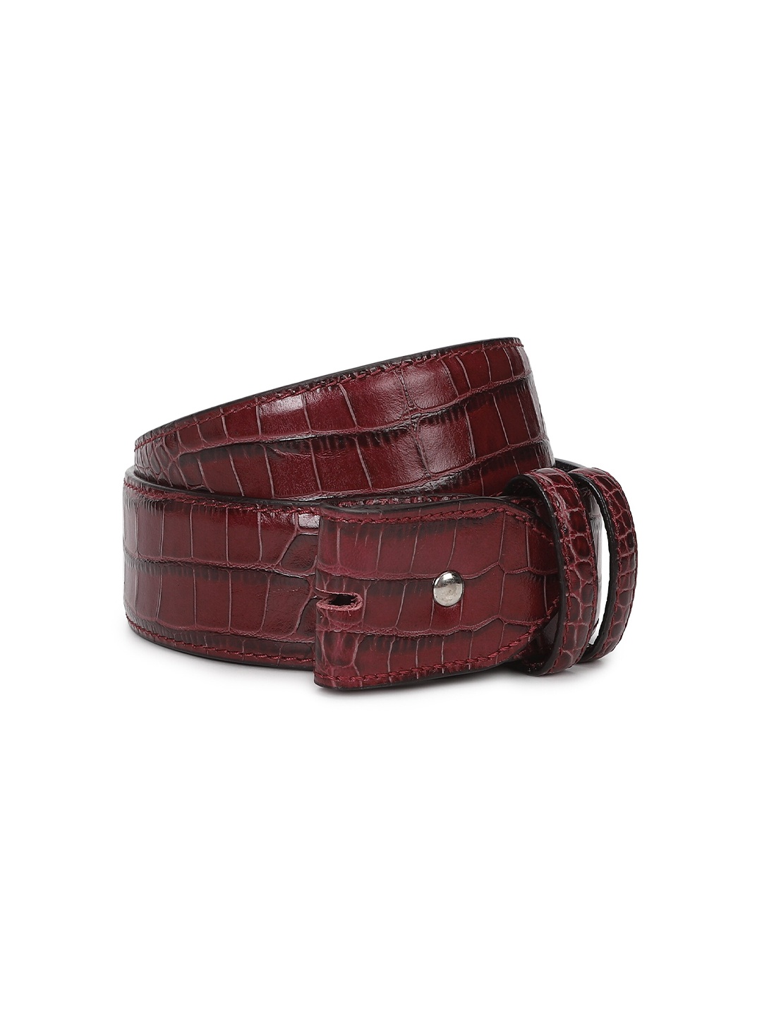 

ELLIOT RHODES Men Textured Leather Belt, Maroon