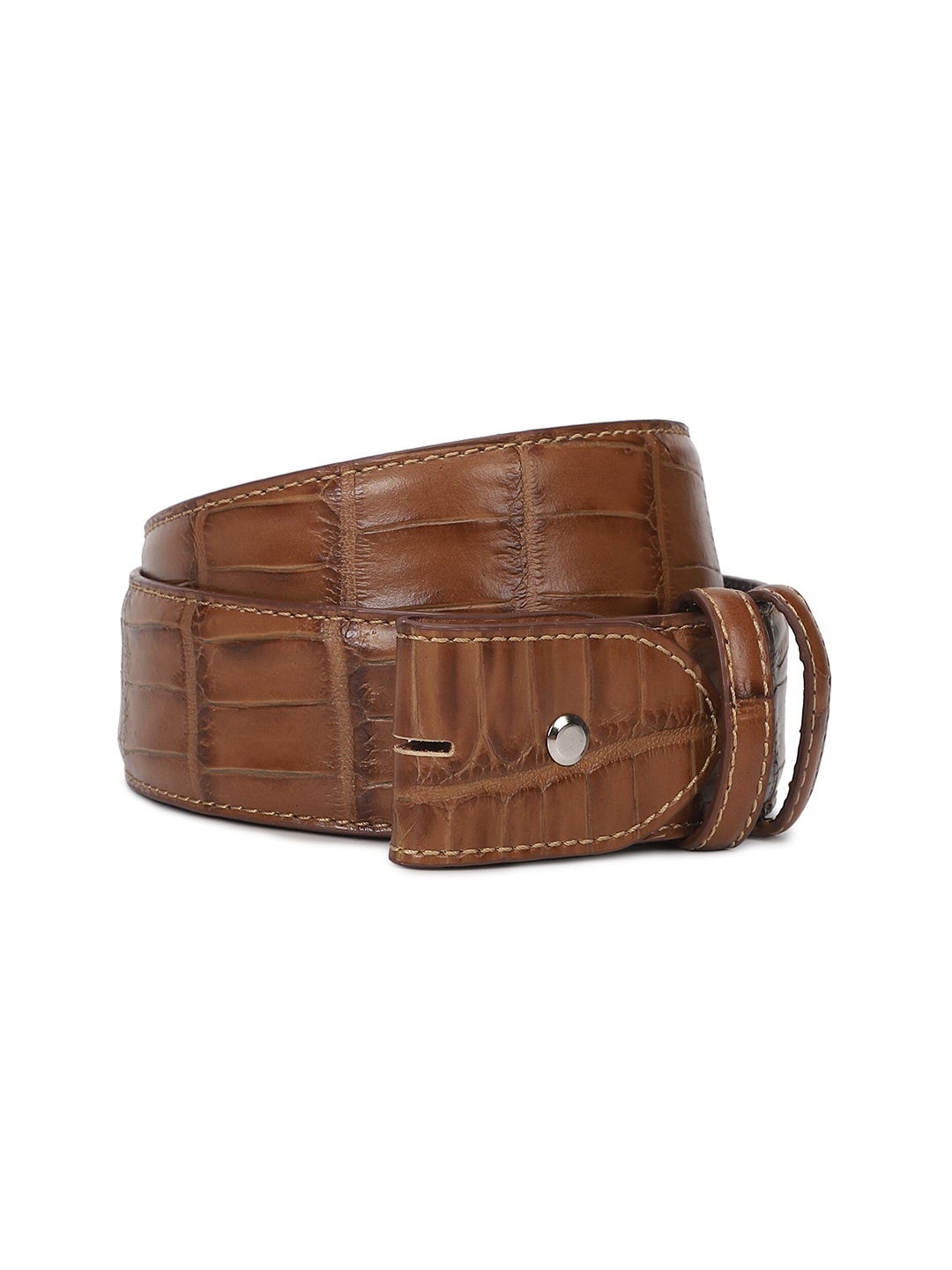 

ELLIOT RHODES Men Tan Textured Leather Belt