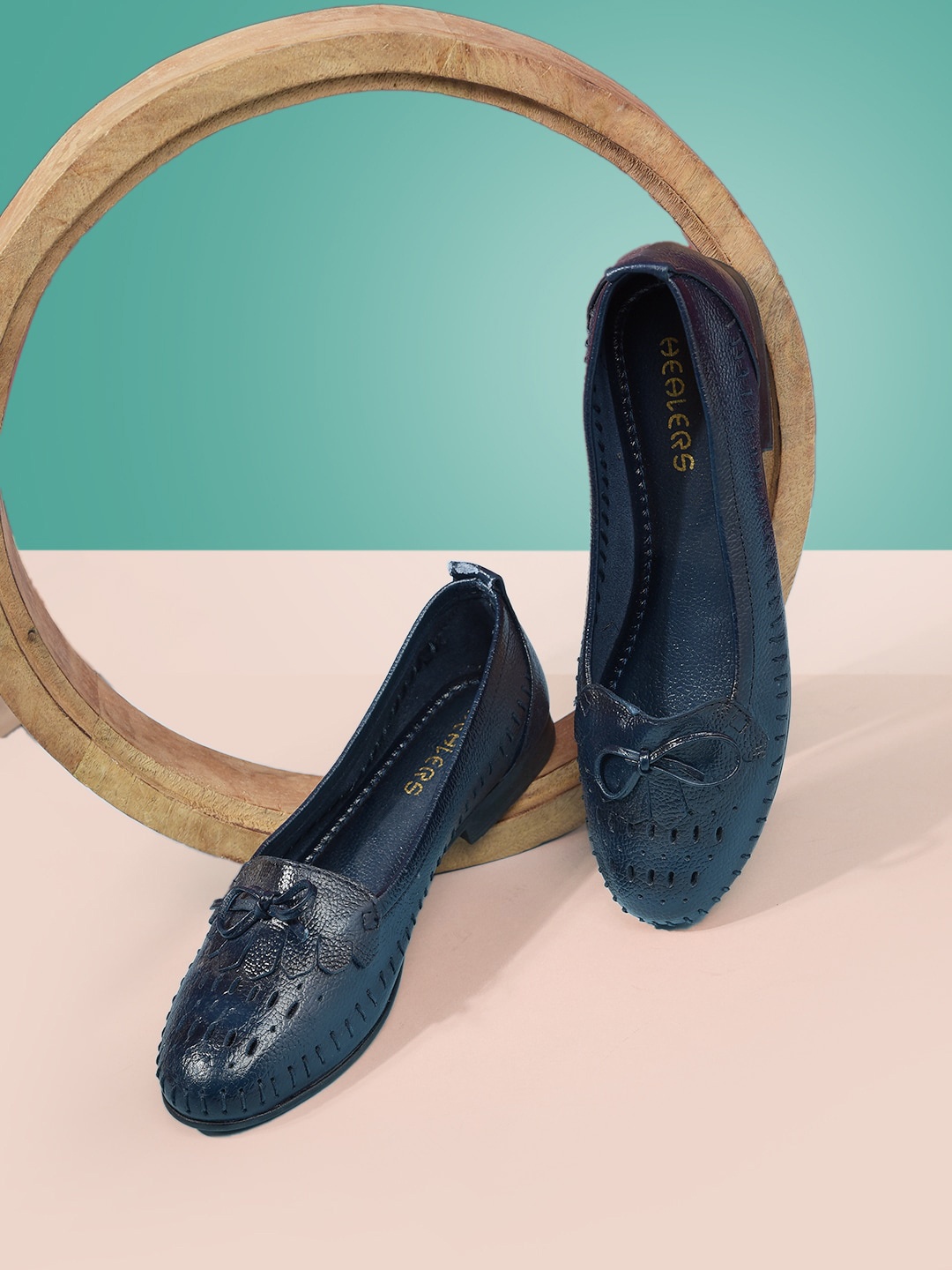 

Liberty Textured Leather Ballerinas With Bows, Navy blue