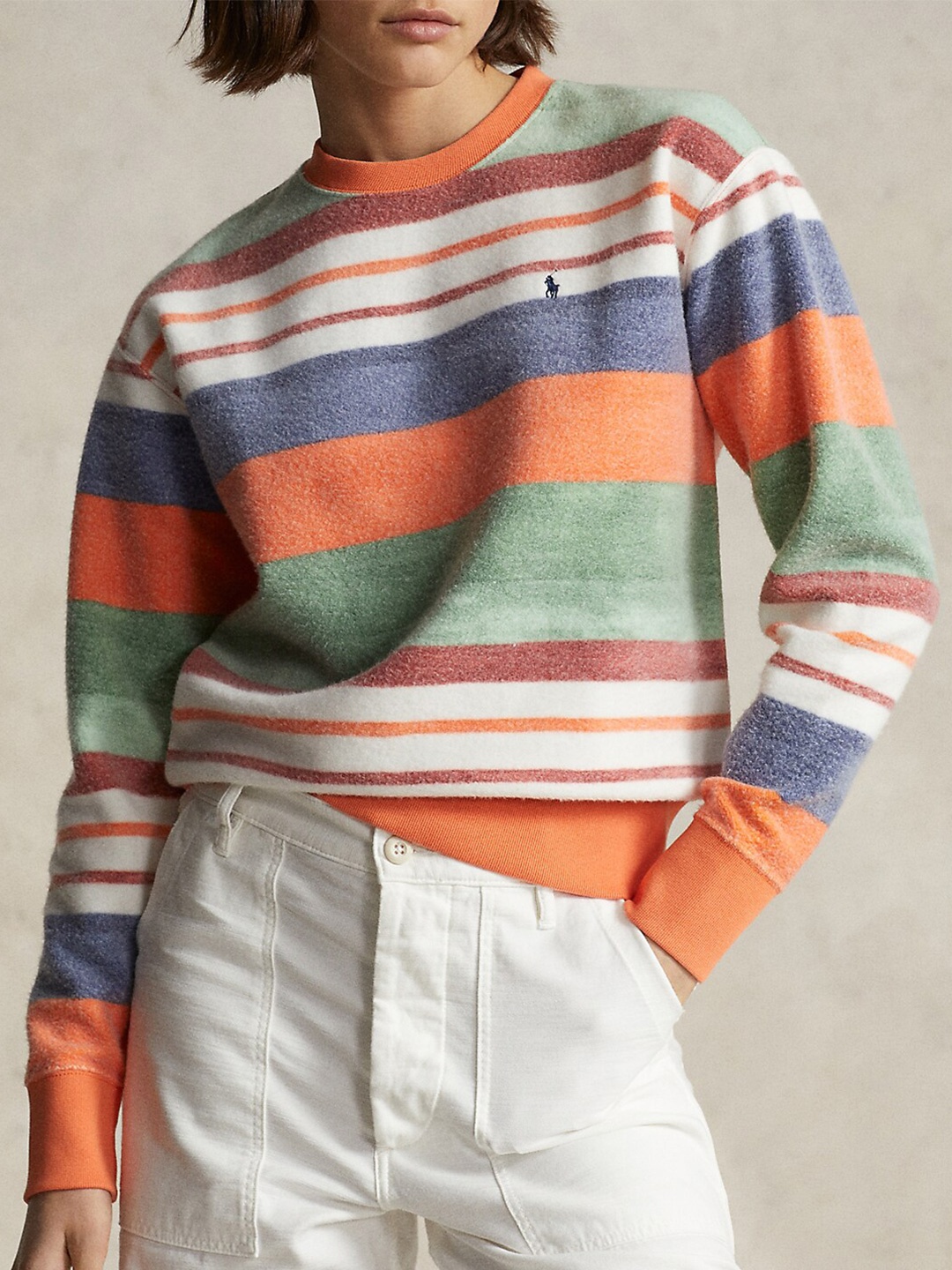 

Polo Ralph Lauren Striped Fleece Pullover, Orange
