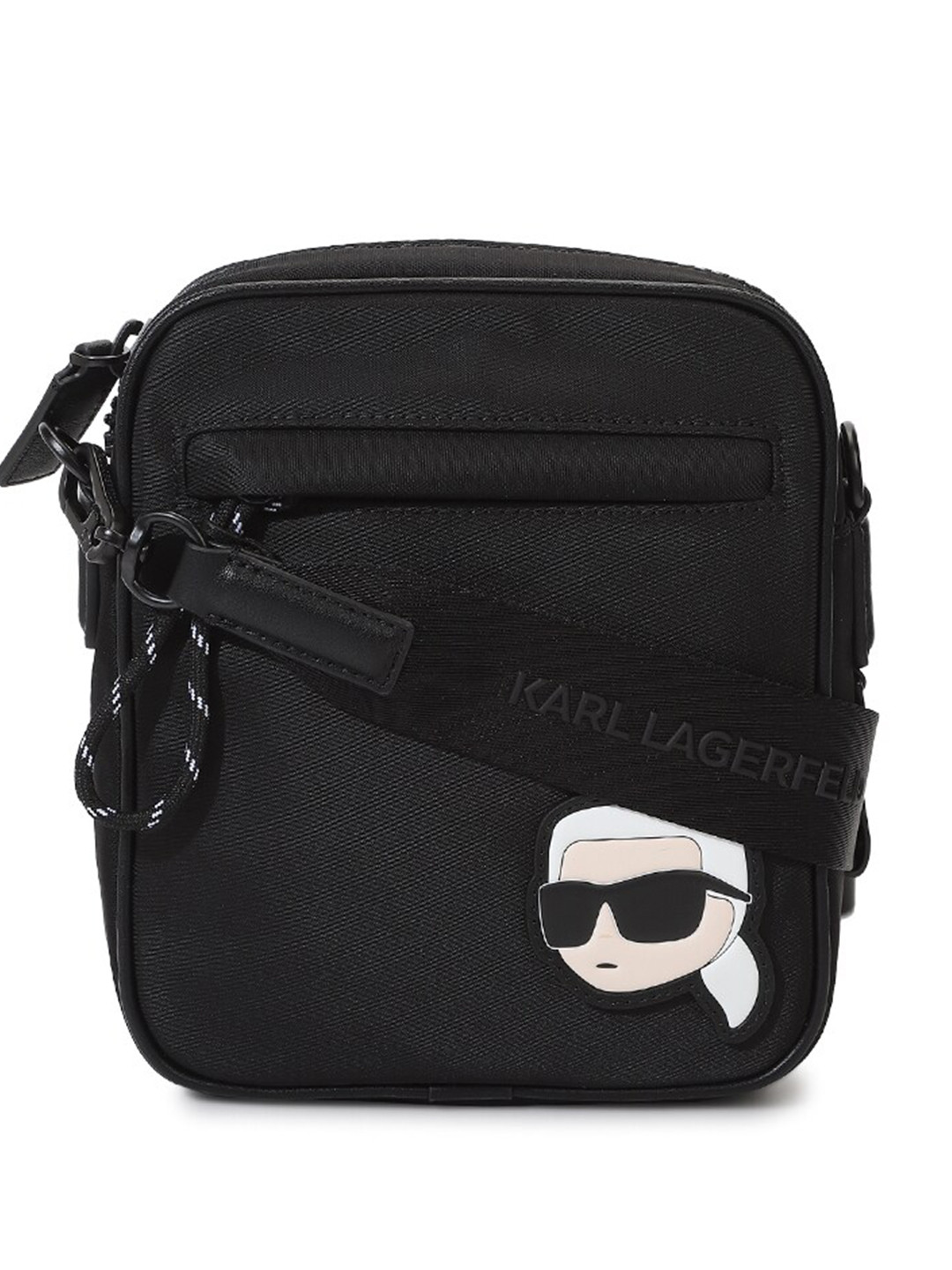 

Karl Lagerfeld IKONIK Men Graphic Printed Sling Bag, Black