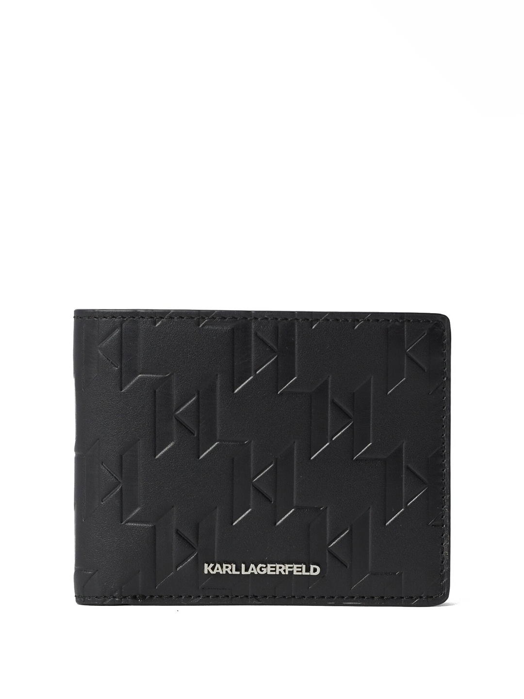 

Karl Lagerfeld Men Textured Leather Two Fold Wallet, Black