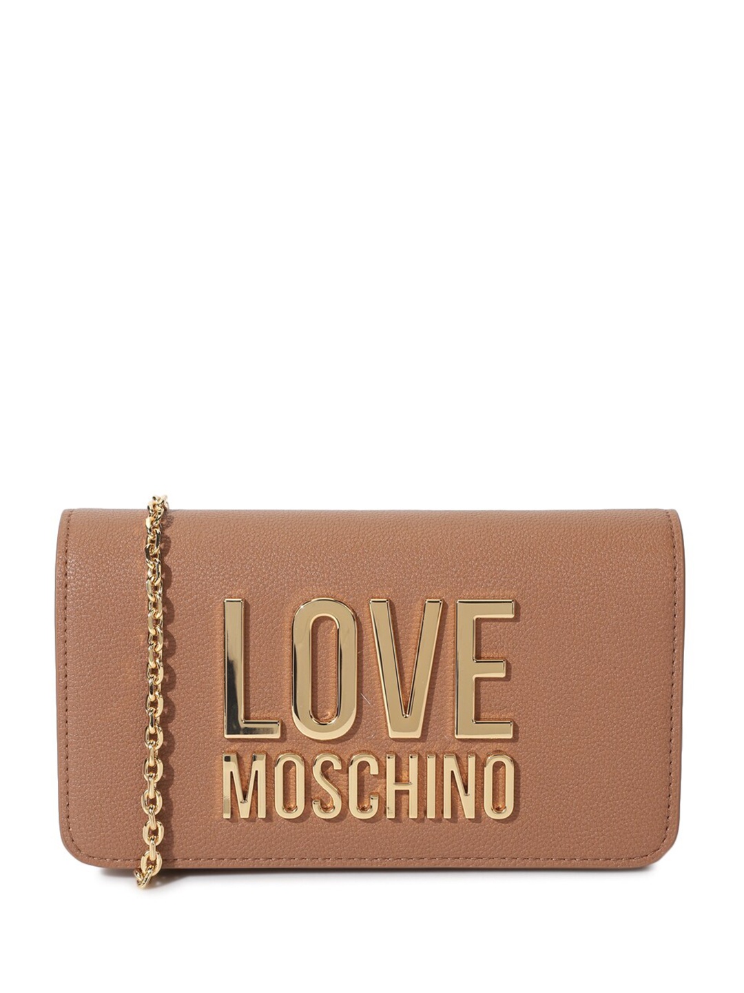 

LOVE MOSCHINO LM Lettering Envelope Clutch, Brown