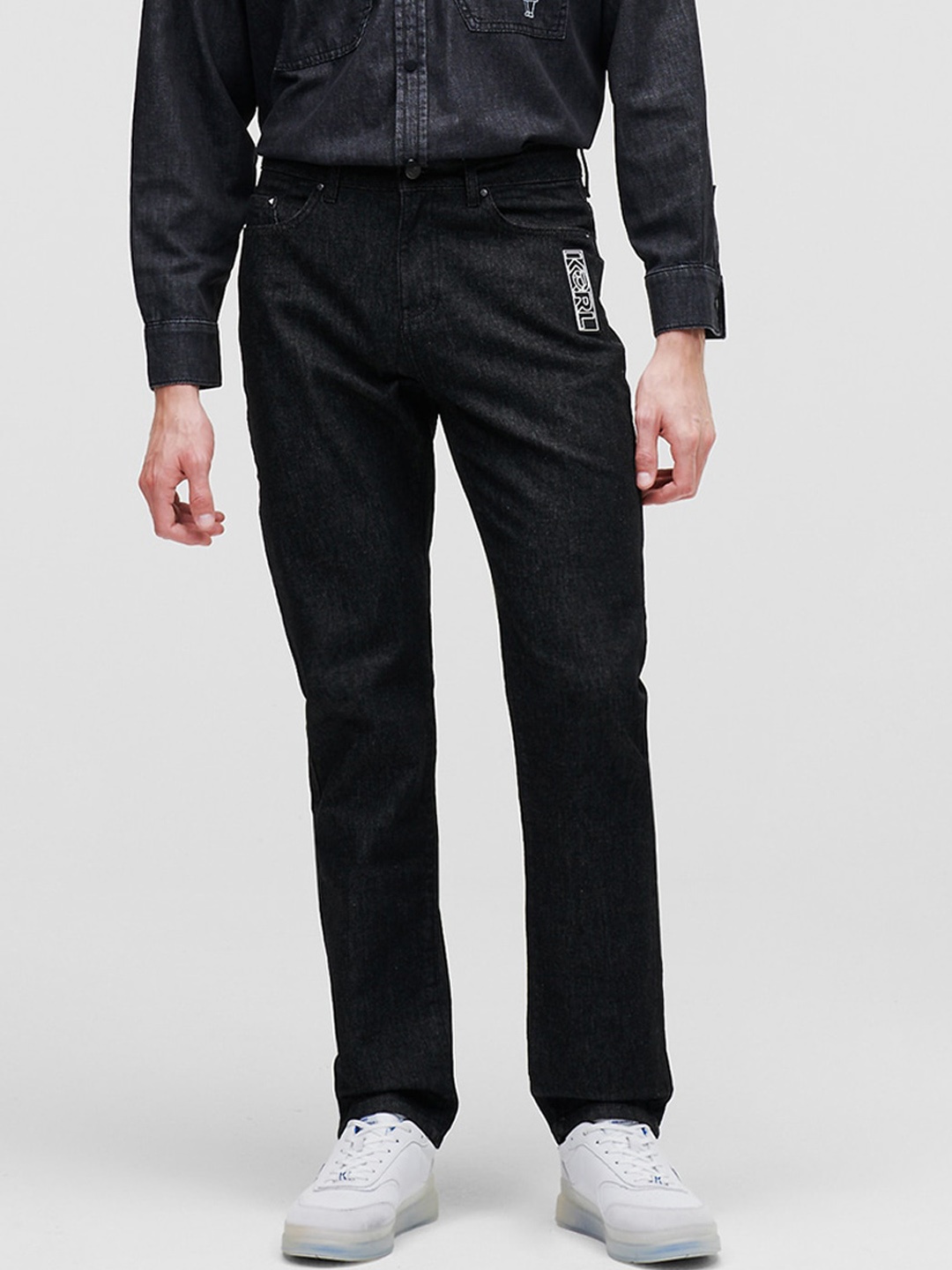 

Karl Lagerfeld Men Mid-Rise Clean Look Stretchable Jeans, Black