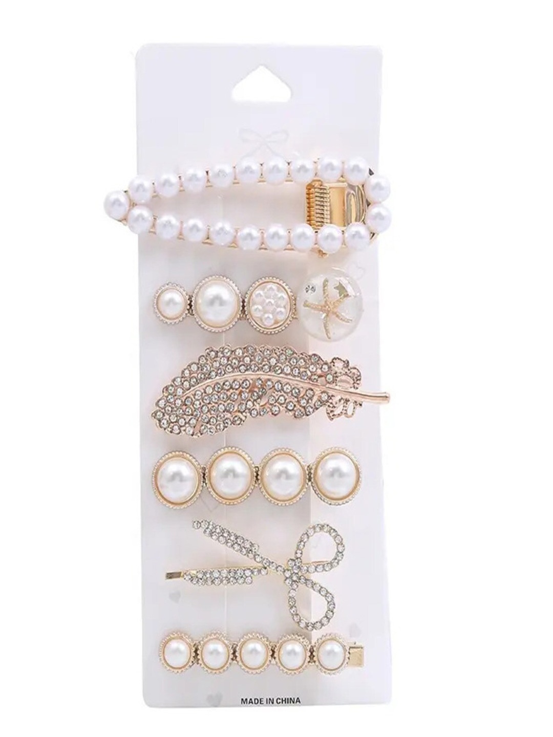 

ANNA CREATIONS Set of 11 Embellished Alligator Hair Clips, Gold