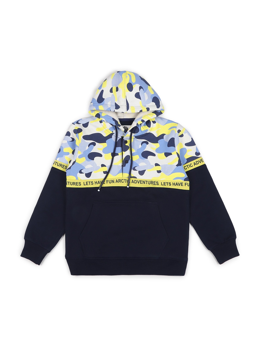 

Alan Jones Boys Camouflage Printed Hooded Pullover Sweatshirt, Navy blue