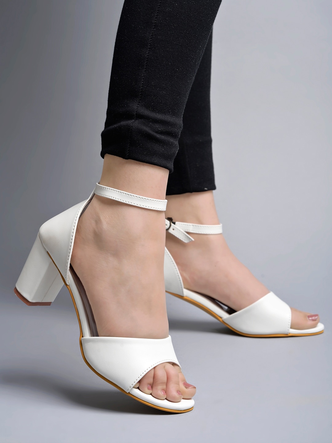 

Shoetopia Girls Block Heels With Ankle Loop, White