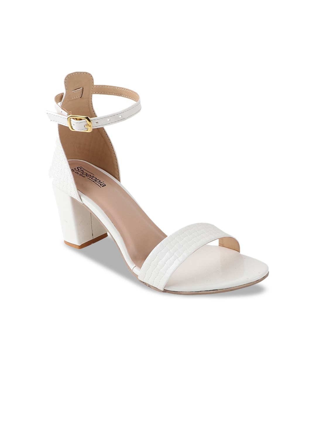 

Shoetopia Girls Block Heels With Ankle Loop, White