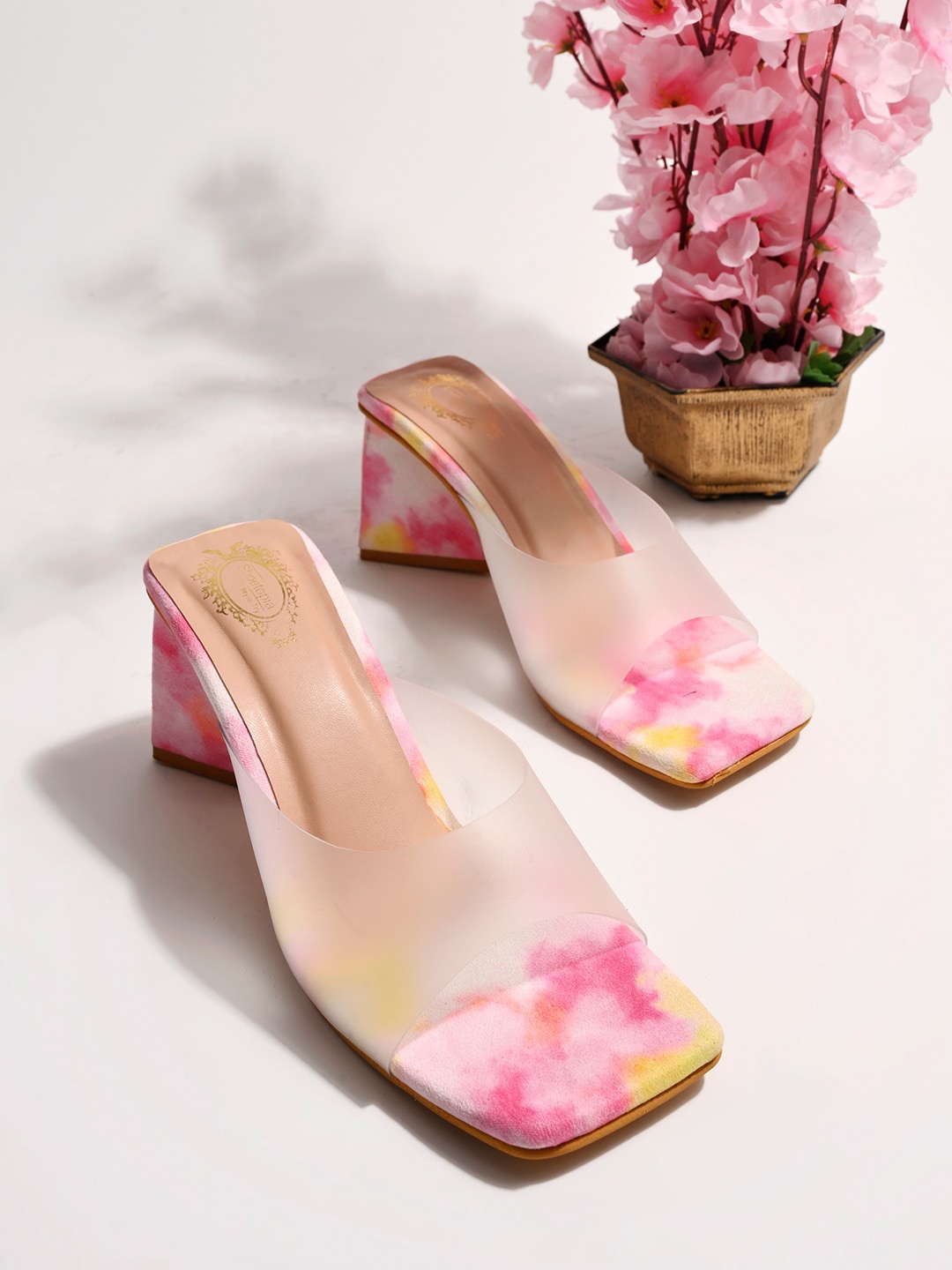 

Shoetopia Girls Printed Open Toe Block Heels, White