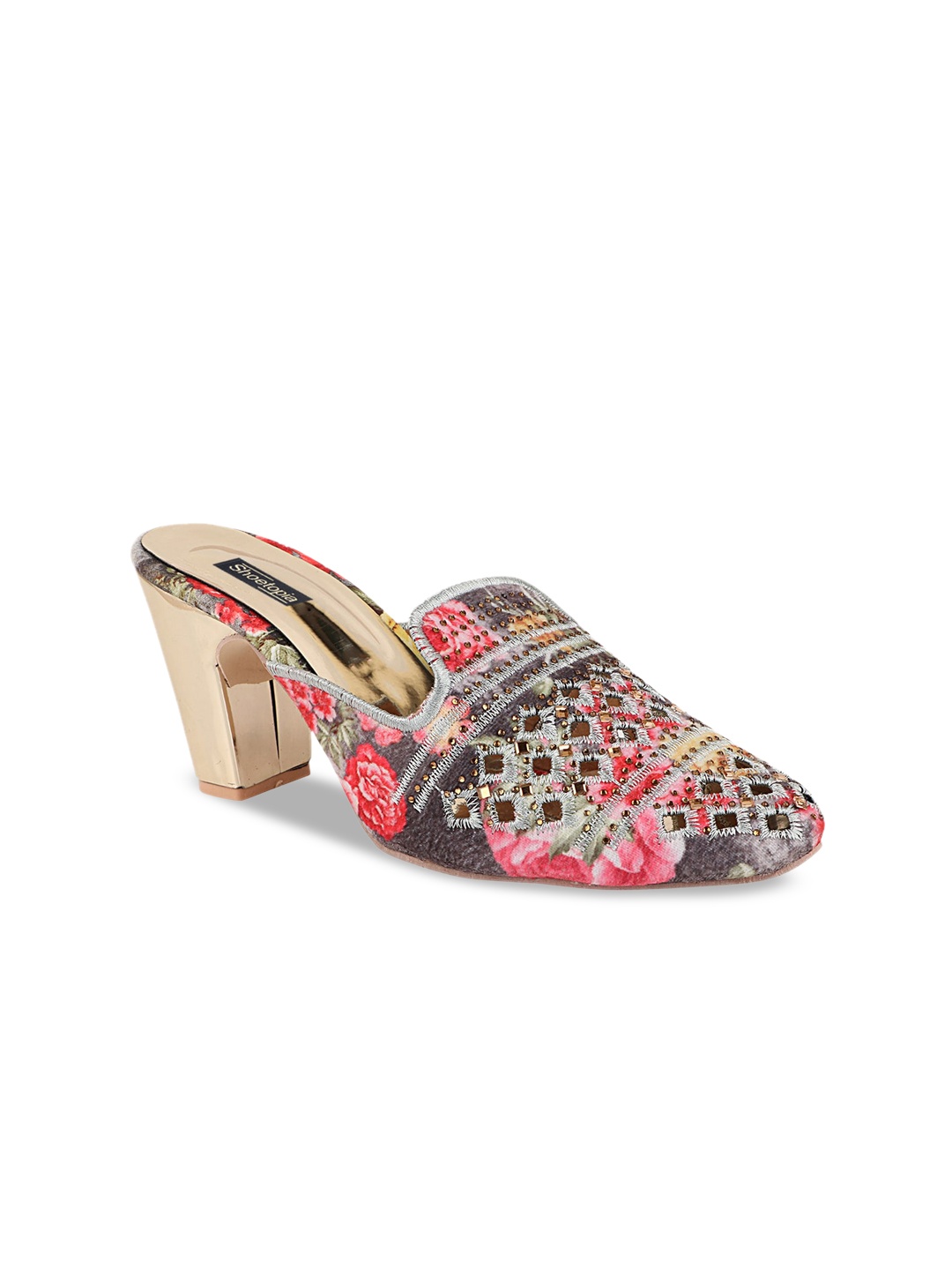 

Shoetopia Girls Ethnic Embellished Block Heels Mules, Pink