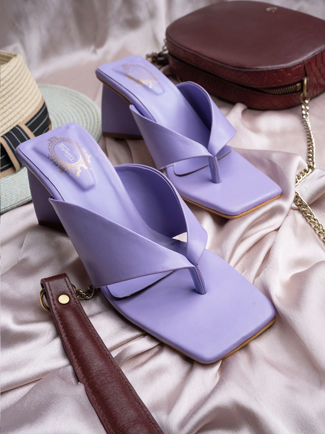 

Shoetopia Girls Open Toe Block Heels, Purple