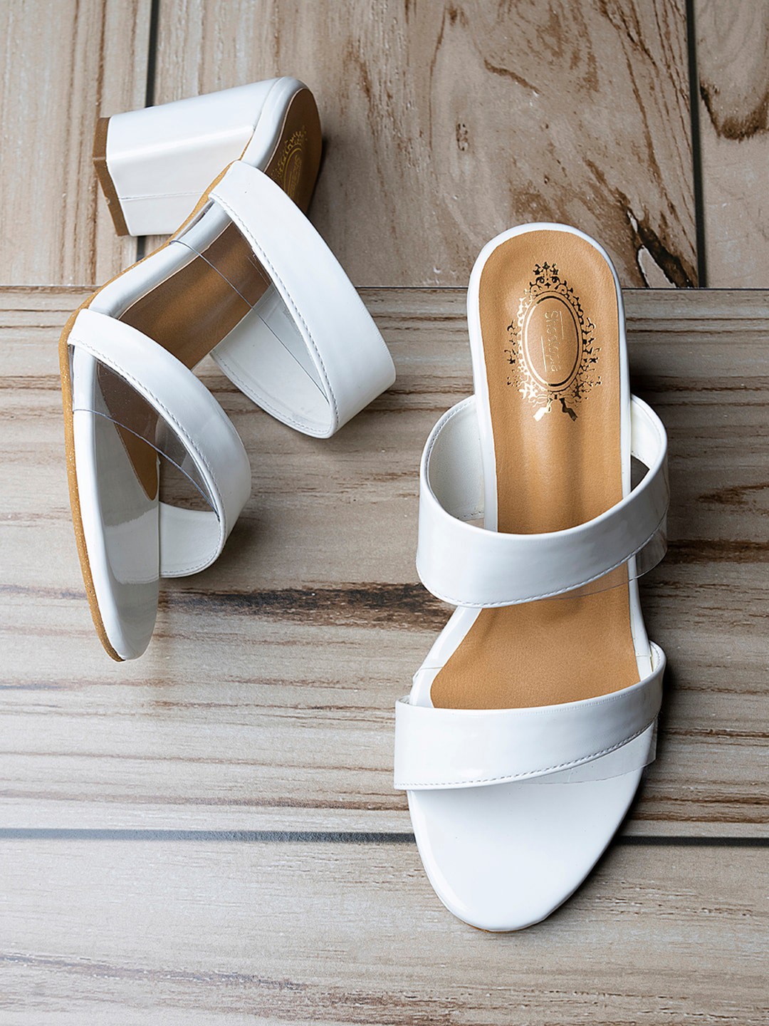 

Shoetopia Girls Open Toe Block Heels, White