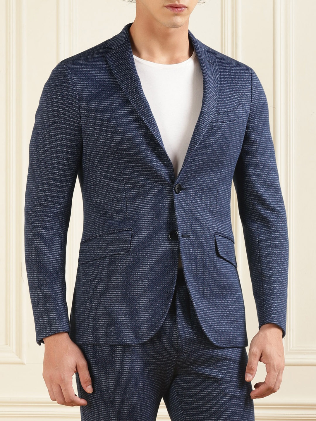 

ETRO Self Design Single-Breasted Blazer, Navy blue