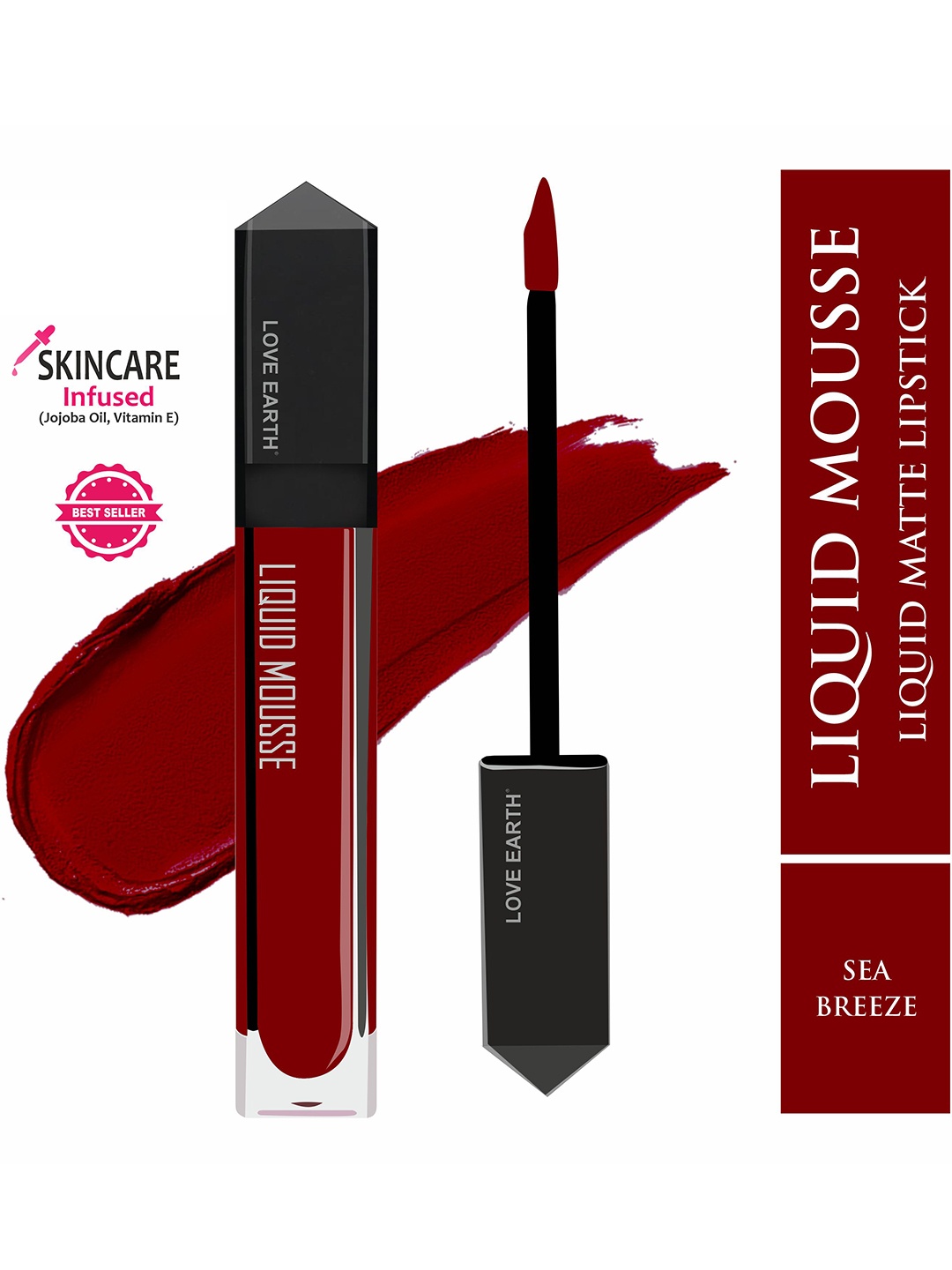 

LOVE EARTH Liquid Mousse Matte Lipstick - 6ml - Sea Breeze 127, Red