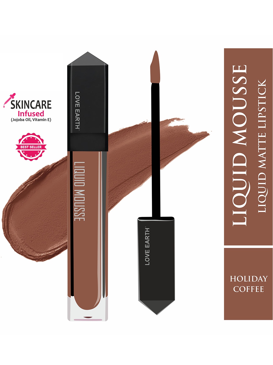 

LOVE EARTH Liquid Mousse Matte Long Lasting Lipstick 6ml - Holiday Coffee 120, Brown