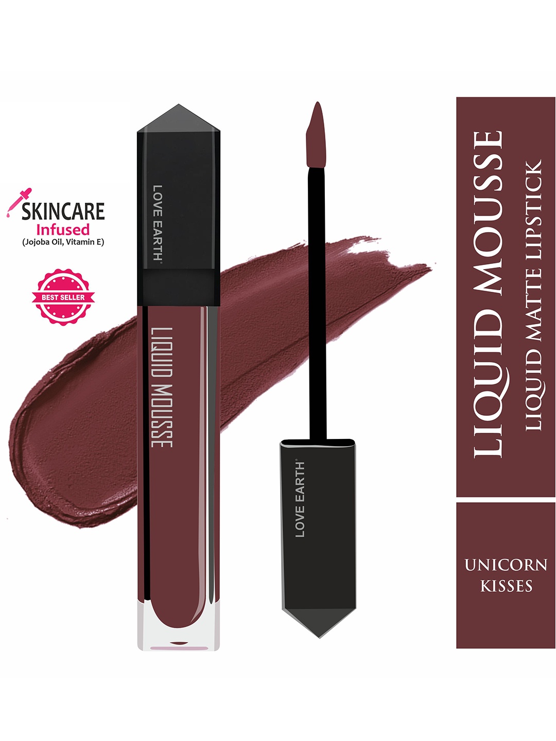 

LOVE EARTH Liquid Mousse Matte Long Lasting Lipstick 6ml - Unicorn Kisses 119, Brown